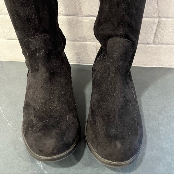 ANA sz 7 Pixie black vegan micro suede OTK boots - Picture 12 of 16